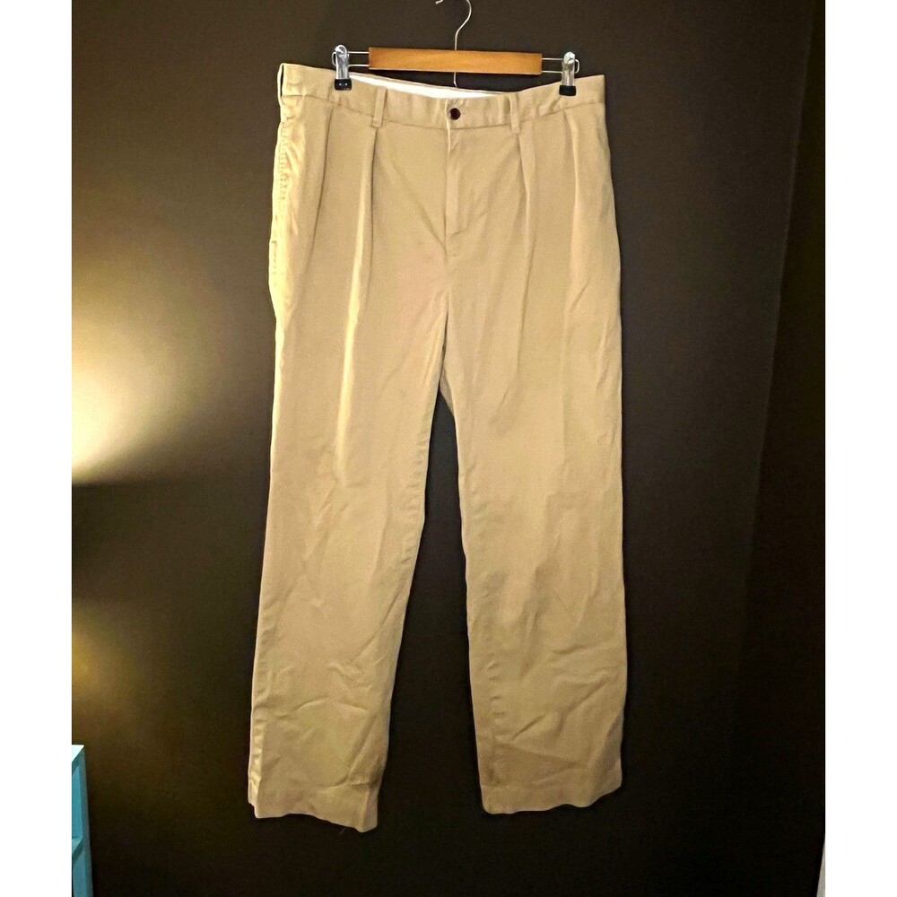 Polo Golf Ralph Lauren Pants Mens 34x32 Khaki Fairway Fit Pleated Chino Crest